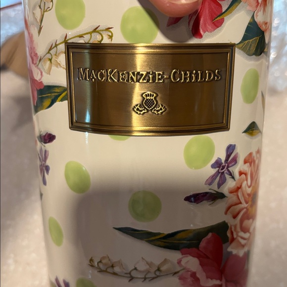 MacKenzie-Childs Floral Green Dot large Canister with Crystal Knob - Picture 4 of 7